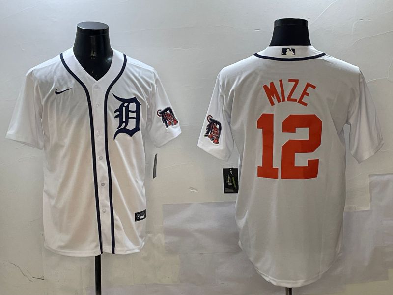 Men Detroit Tigers #12 Mize White Game 2025 Nike MLB Jersey style 313->detroit tigers->MLB Jersey